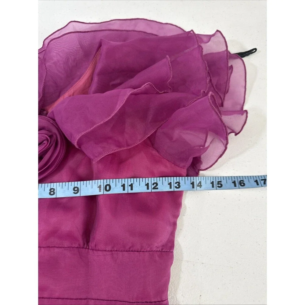 Vtg JCPenny Maxi Dress Teens 10 Dark Hot Pink Empire Renisance Fairycore Y2K 90s